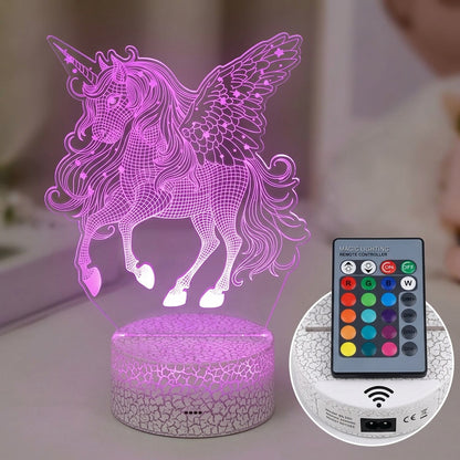 Unicorn 3D Night Light with LED Color Changing